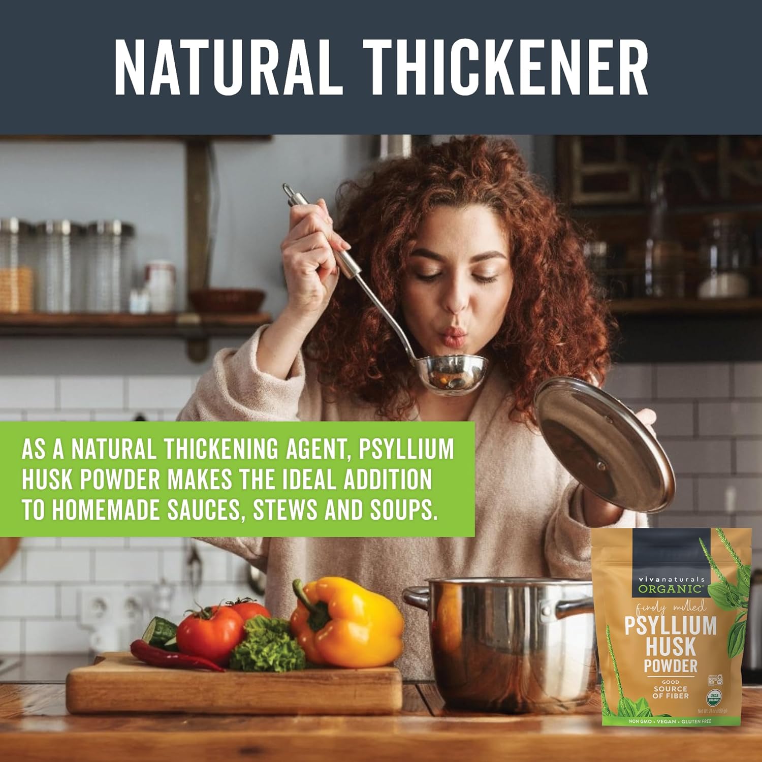 Viva Naturals Organic Psyllium Husk Powder, 24 oz – Finely Ground, Unflavored, Vegan, Keto, Paleo, Non-GMO Plant-Based Superfood, Good Source of Fiber for Gluten-Free Baking, Juices & Smoothies - Image 4