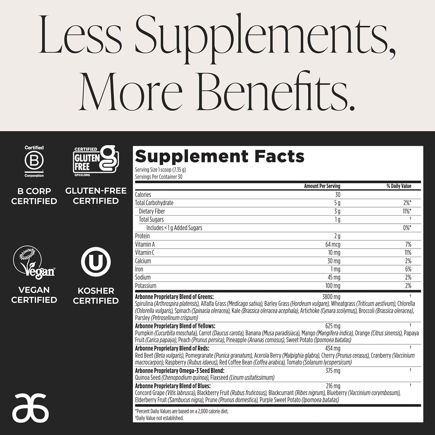 Arbonne BeWell Superfood Greens Powder - Health Supplement Powder Made from a Variety of Fruits and Vegetables, Organic Green Juice Supplement, 7.8 oz - Image 5