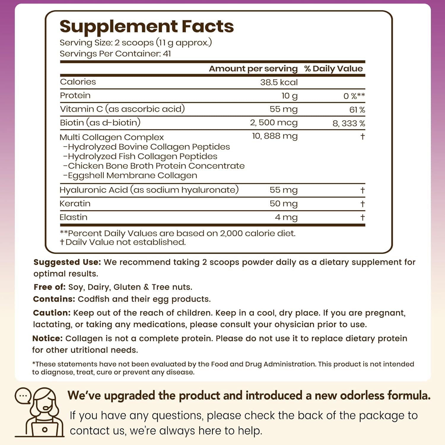 VEV Multi Collagen Peptides Powder, 16 oz (41 Servings) – Type I, II, III, V, X, Hydrolyzed Collagen, Hyaluronic Acid Powder, Biotin, Vitamin C, Supports Skin, Unflavored, Dissolves Easily - Image 2