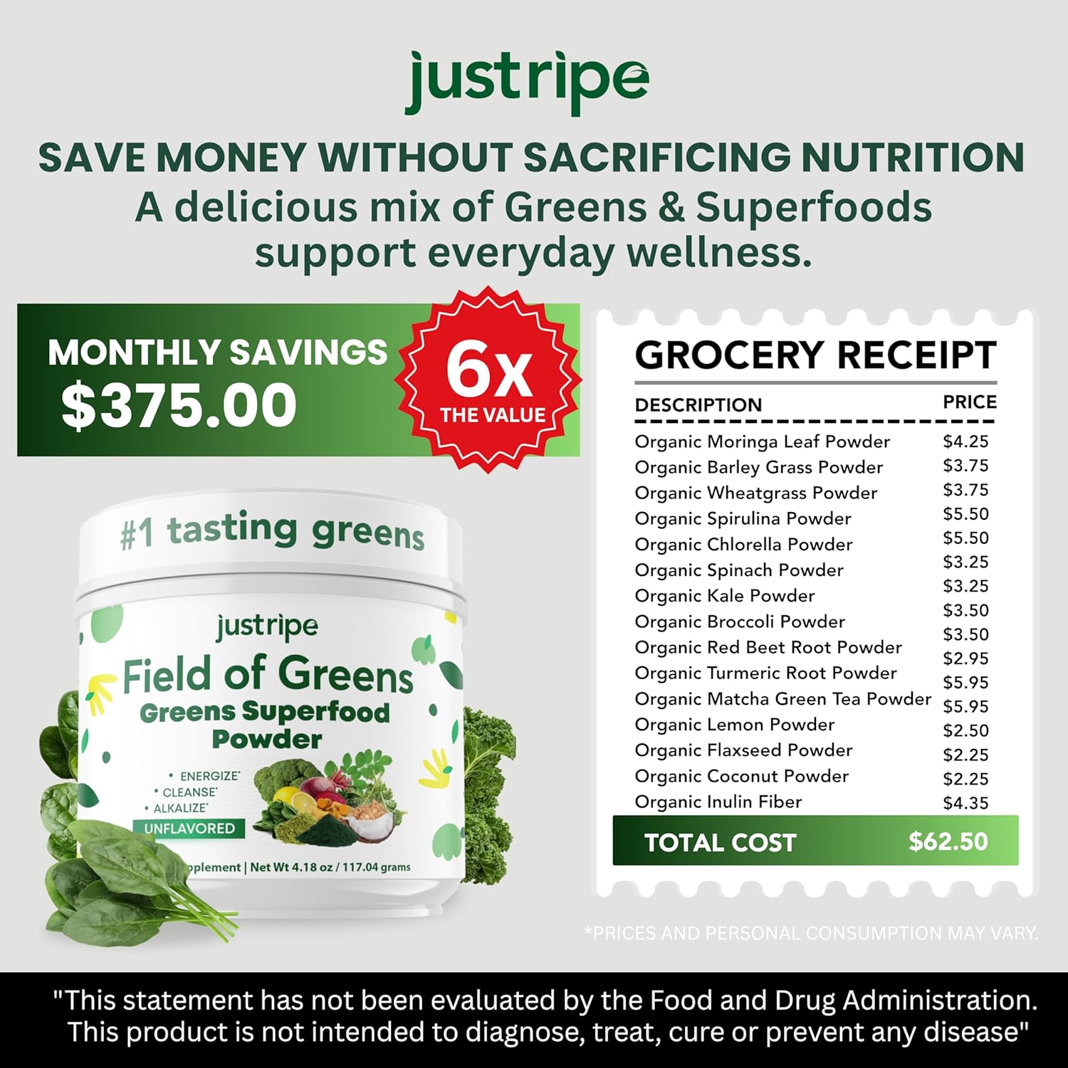 Field of Greens Superfood Powder with Organic Spirulina, Chlorella, Beet Root Powder - Bacillus Coagulans Probiotic, A Plant-Based Mix Supporting Gut Health, Immunity, 28 Scoops - Unflavored - Image 4