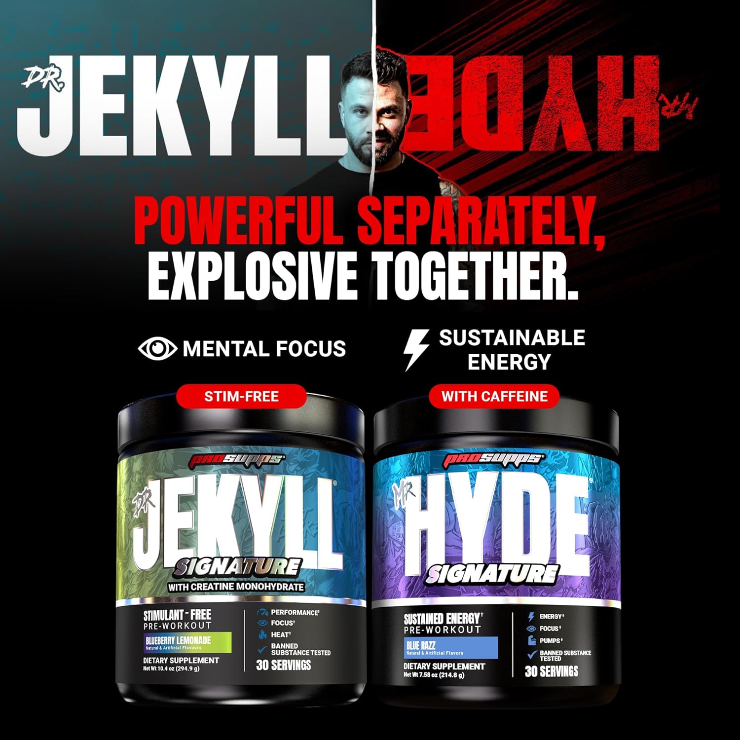 PROSUPPS Dr. Jekyll Signature V2 Pre Workout Powder with Creatine - Stim-Free Preworkout Supports Focus & Endurance - Caffeine-Free Gym & Fitness Supplements (Blueberry Lemonade, 30 Servings) - Image 6