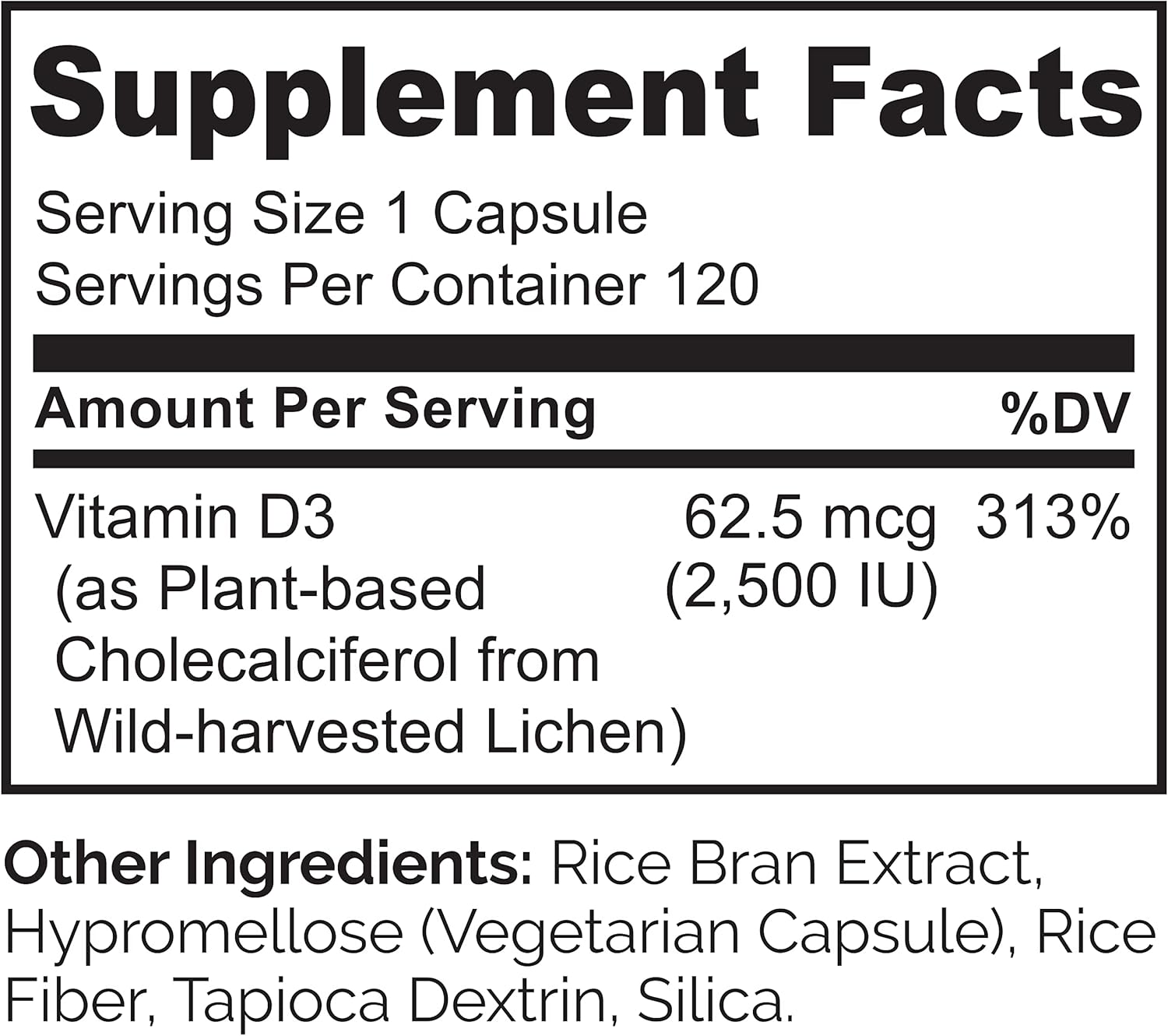 NATURELO Vitamin D - 2500 IU - Plant Based from Lichen - Natural D3 Supplement for Immune System, Bone Support, Joint Health - Vegan - Non-GMO - Gluten Free - 120 Capsules - Image 3
