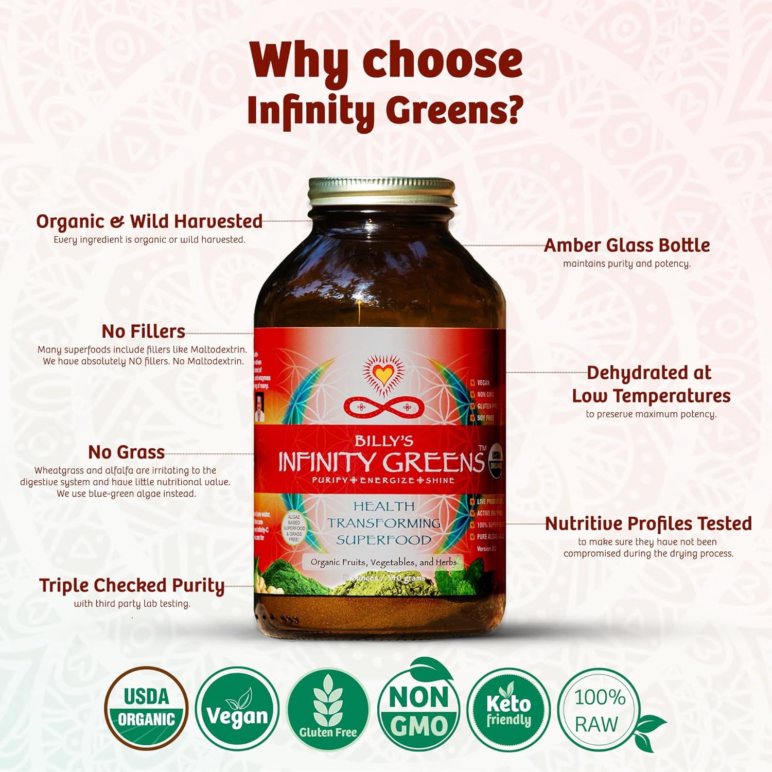 Superfood Powder, Blue Green Algae Based Green Juice Powder with 28 Organic Superfoods, No Fillers or Grasses, Energy & Longevity, Low Temp Dehydrated Greens (34 Servings) - Image 6