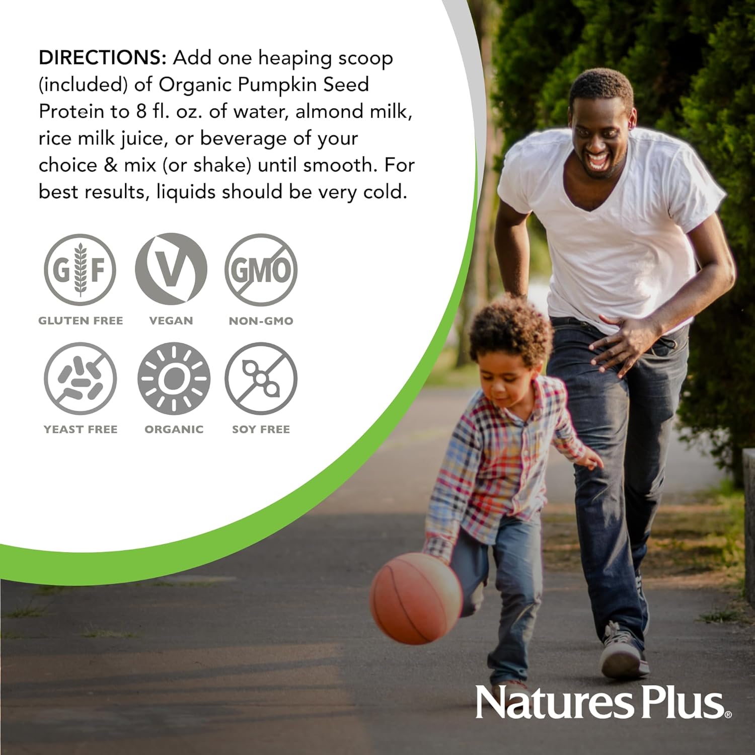 NaturesPlus Organic Pumpkin Seed Protein Powder - 1.1 lb - Plant-Based Drink - Supports Muscle Strength & Recovery - Non-GMO, Allergen Free, Gluten Free, Vegan - No Added Sugar - 15 Servings - Image 6