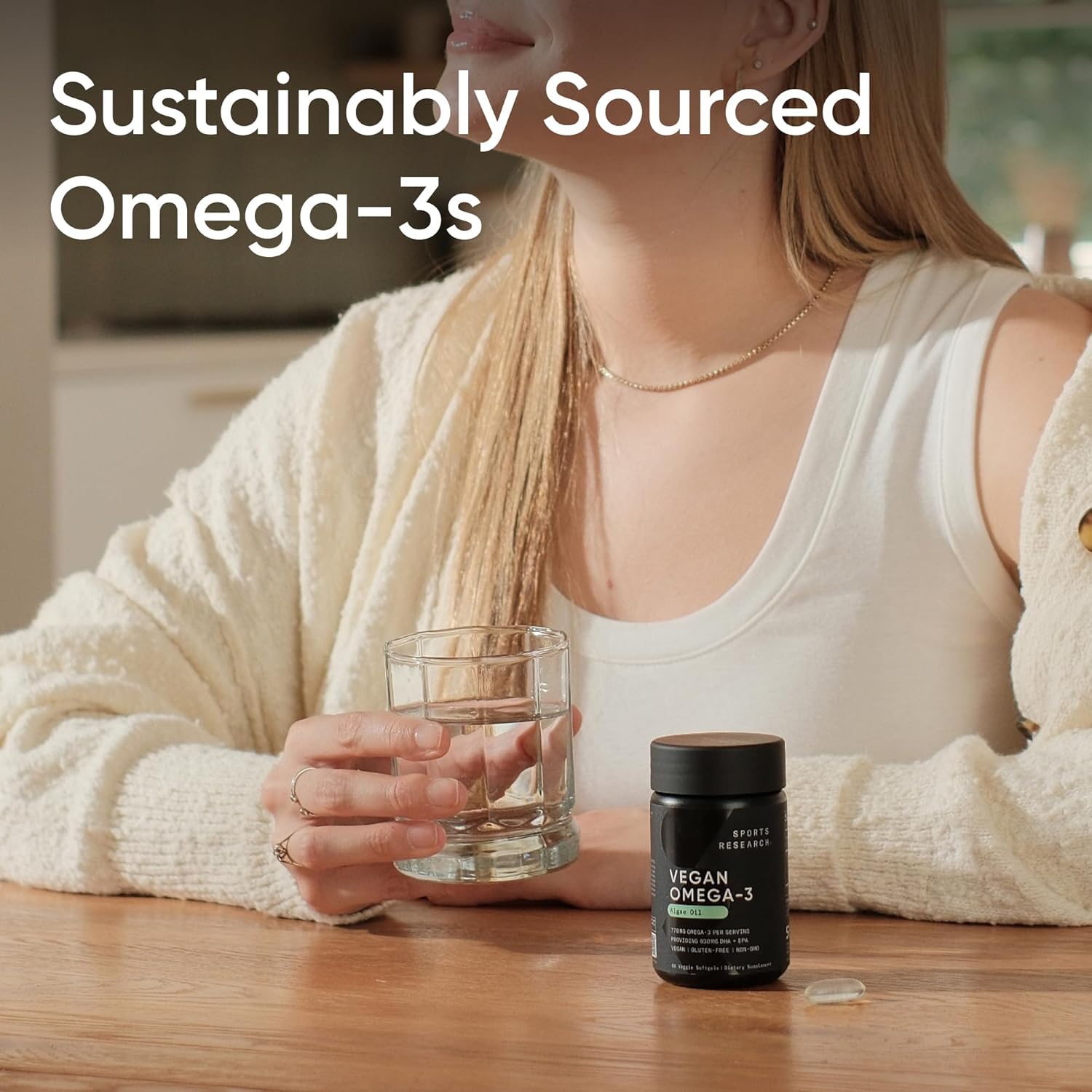 Sports Research Vegan Omega-3 Fish Oil Alternative from Algae Oil - Highest Levels of Vegan DHA & EPA Fatty Acids | Non-GMO Tested & Vegan Certified - 60 Veggie Softgels (Carrageenan Free) - Image 7