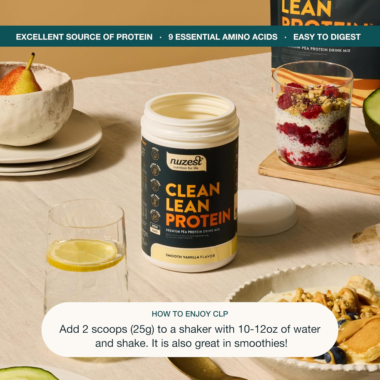 Nuzest - Pea Protein Powder - Clean Lean Protein, Premium Vegan Plant Based Protein Powder, Dairy Free, Gluten Free, GMO Free, Protein Shake, Smooth Vanilla, 40 Servings, 2.2 lb - Image 7