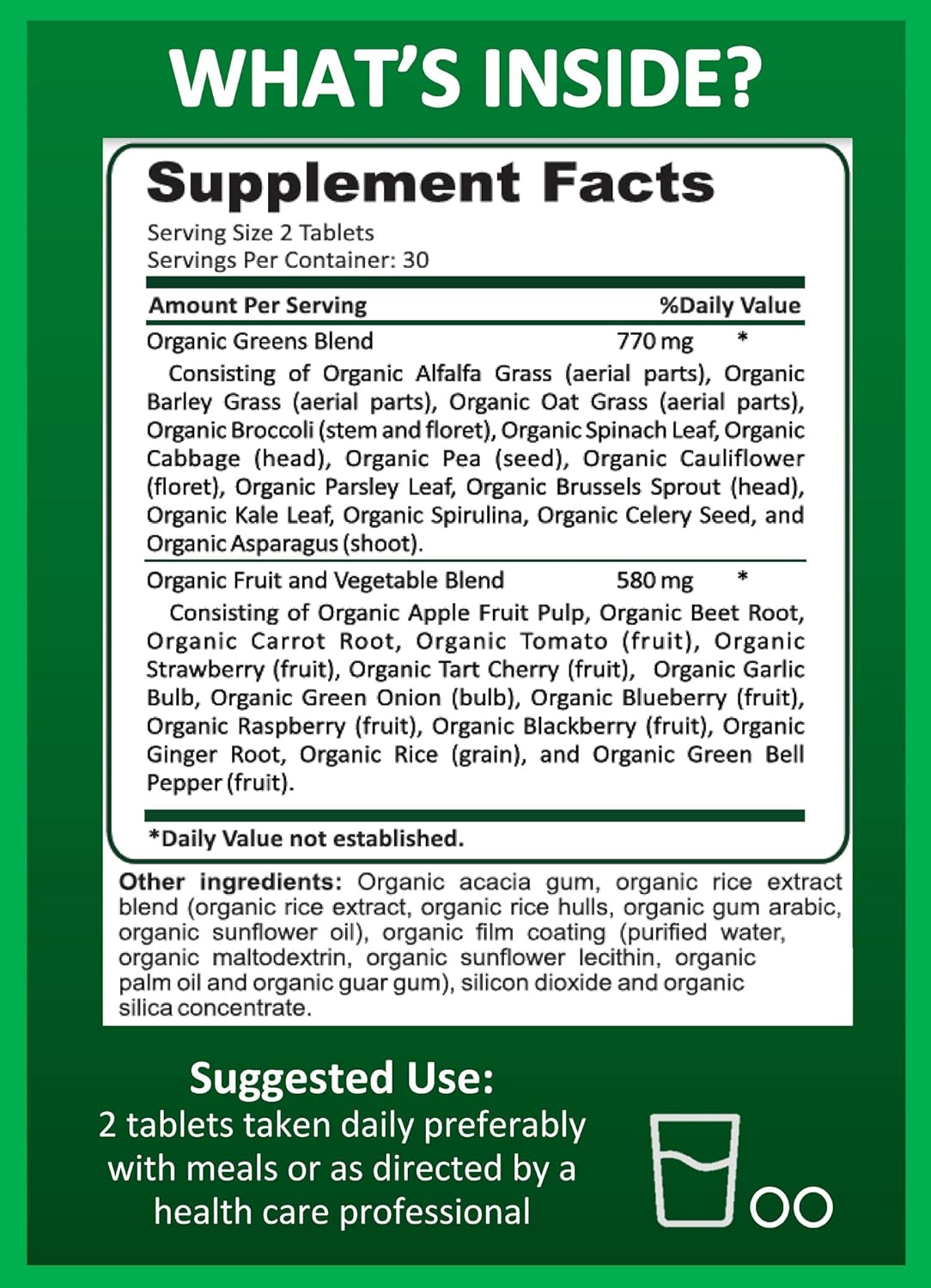 Potent Garden Organic Superfood Greens, Fruit and Veggies Supplement Rich in Vitamins & Antioxidants with Alfalfa, Beet Root & Tart Cherry to Boost Energy, Immunity & Gut Health, Greens Tablets 60 Ct - Image 8