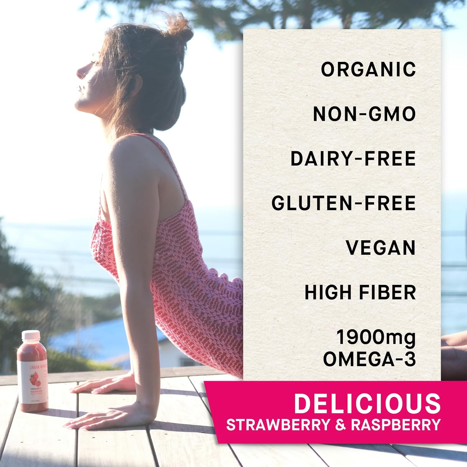 Urban Remedy Organic Warrior Meal Shake, 16 fl oz, with Raspberries, Strawberries & Chia Seeds, Low Glycemic, High Fiber Berry Smoothie, Organic, Non-GMO, Gluten-Free, Dairy-Free, Ready-to-Drink - Image 3