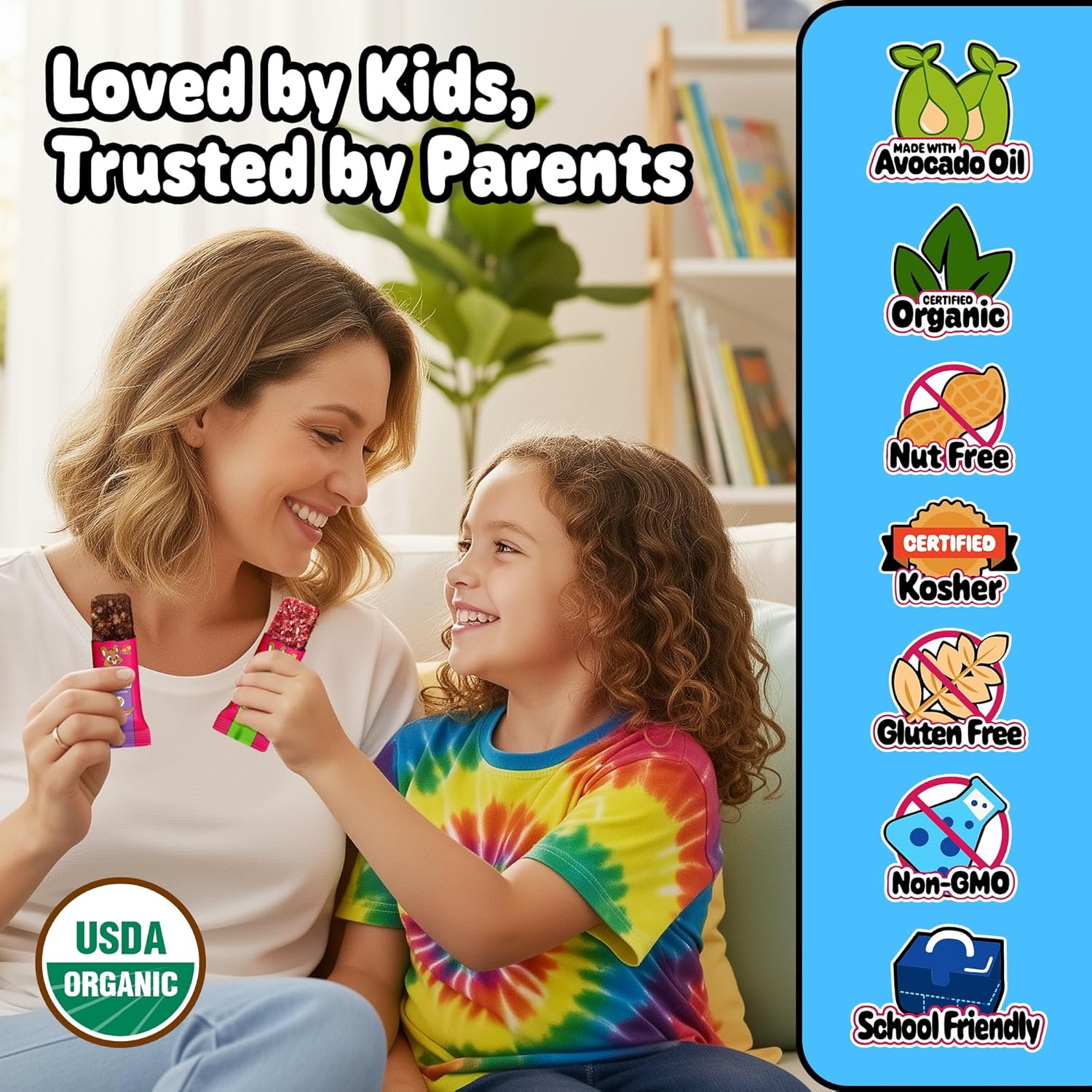 Snakkidz Organic Chewy Granola Bars for Kids, Allergen-Free, Nut-Free, Gluten-Free, Low Sugar Snack Bars Made with Avocado Oil, Individually Wrapped, School Lunch Snacks, Bulk Pack of 45, Variety Pack - Image 5