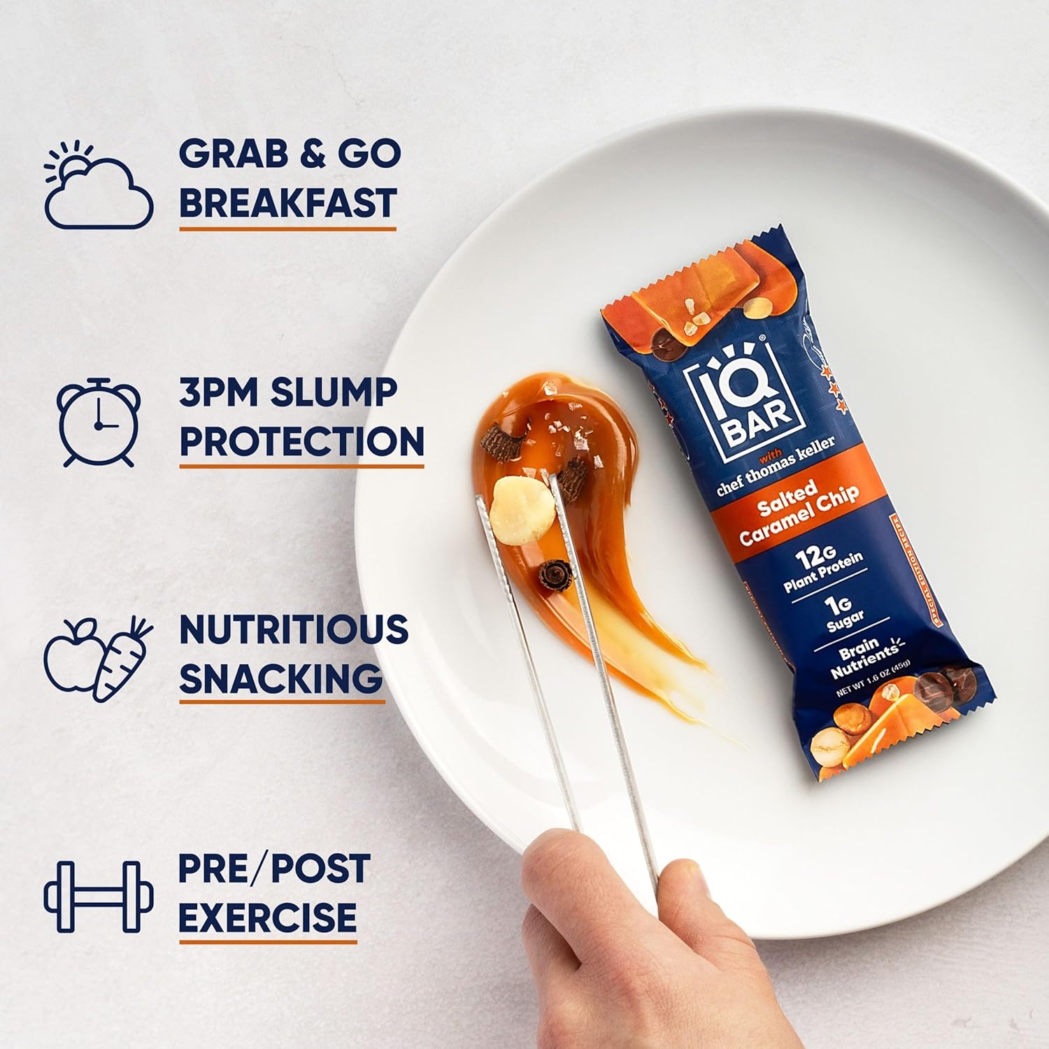 IQBAR Clean Plant Protein Bars - Salted Caramel Chip - 12 Count - Keto, Vegan, High Fiber, Gluten and Dairy Free, Low Sugar Snack - Brain and Body Nutrients for Focus, Energy, Meal Replacement - Image 5