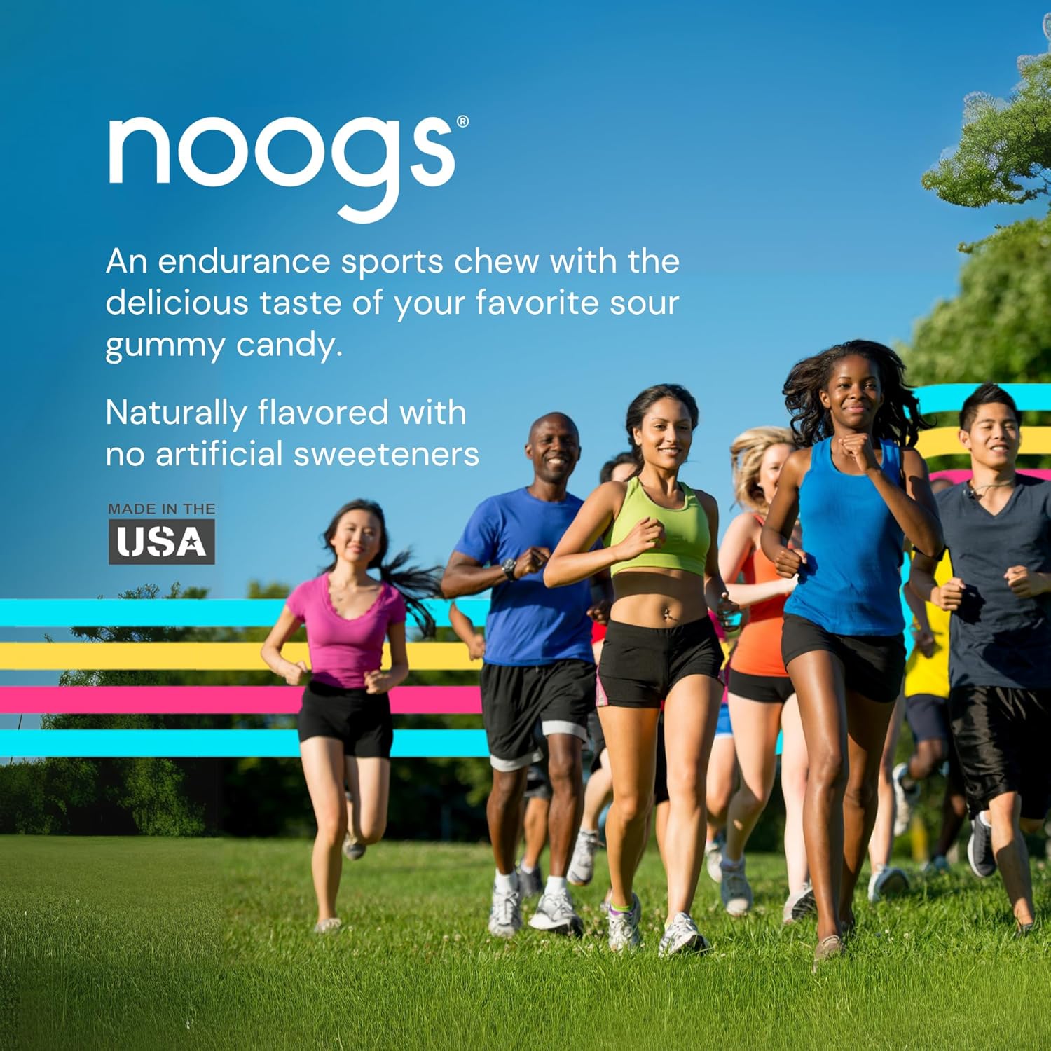 Noogs Sour Energy Chews, Blue Raspberry Blast Electrolyte Energy Gummies, Sour Candy Flavored Alternative to Running Gels, Vegan, Gluten Free & Caffeine Free, 12 Pack - Image 6