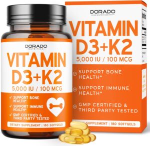 Vitamin D3 K2 Supplement (180 Softg...