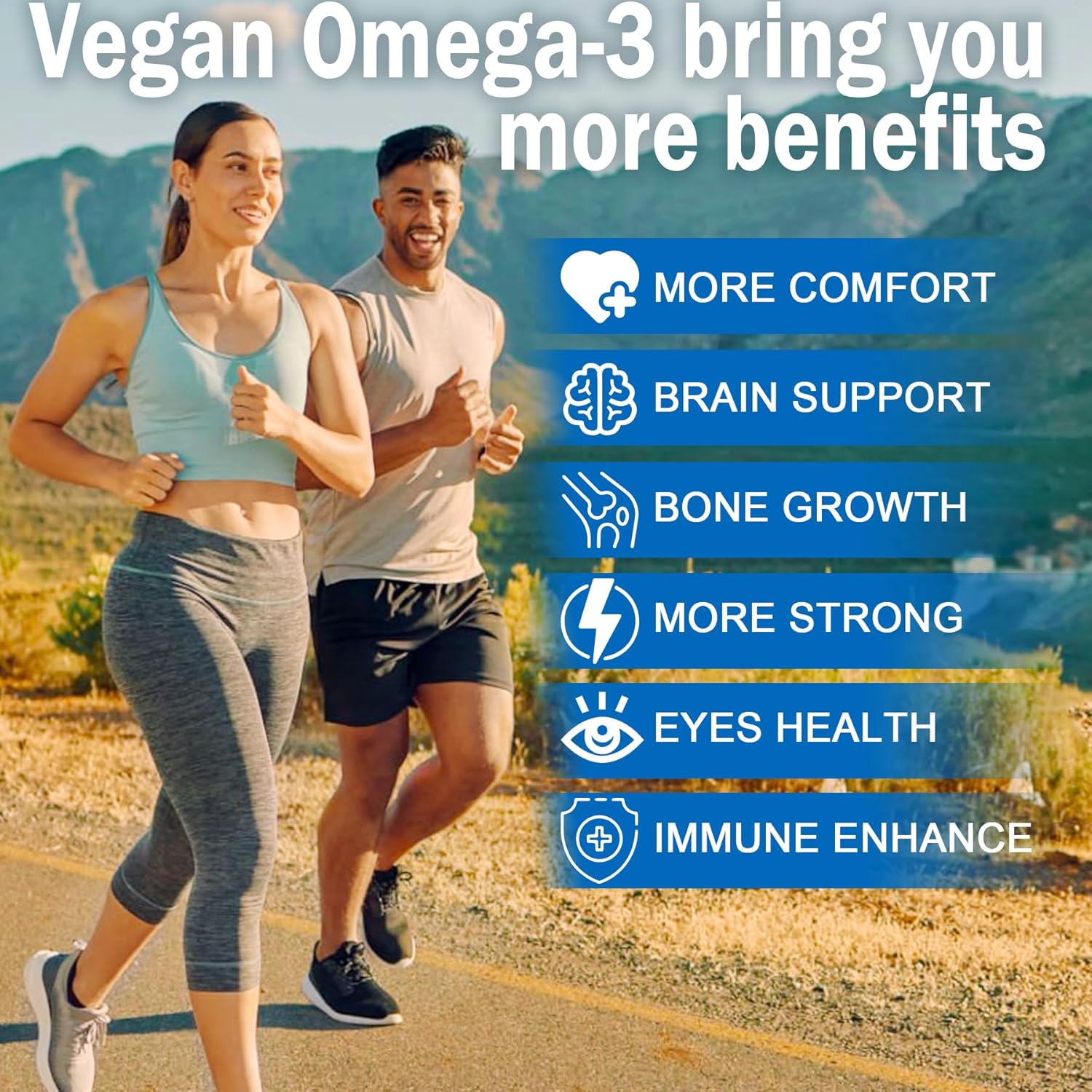 Vegan Omega 3 Gummies 1280mg + Vitamin D3 K2 (MK7), Omega 3 Fish Oil Alternative for Adults, w/Algae EPA 600mg & DHA 400mg, MCT Oil - No Fish Taste - for Brain, Eye, Immune Health, Sugar Free, 2 Pack - Image 6