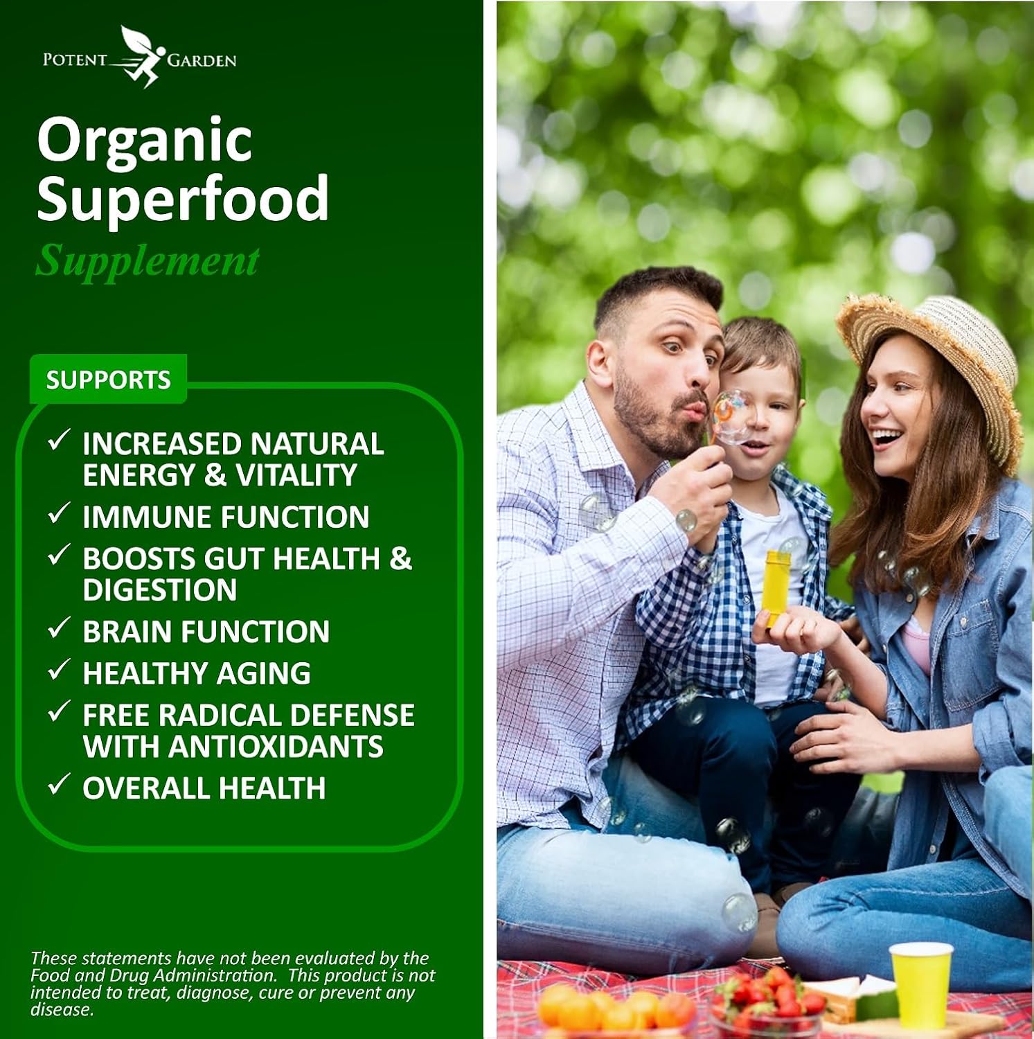 Potent Garden Organic Superfood Greens, Fruit and Veggies Supplement Rich in Vitamins & Antioxidants with Alfalfa, Beet Root & Tart Cherry to Boost Energy, Immunity & Gut Health, Greens Tablets 60 Ct - Image 3