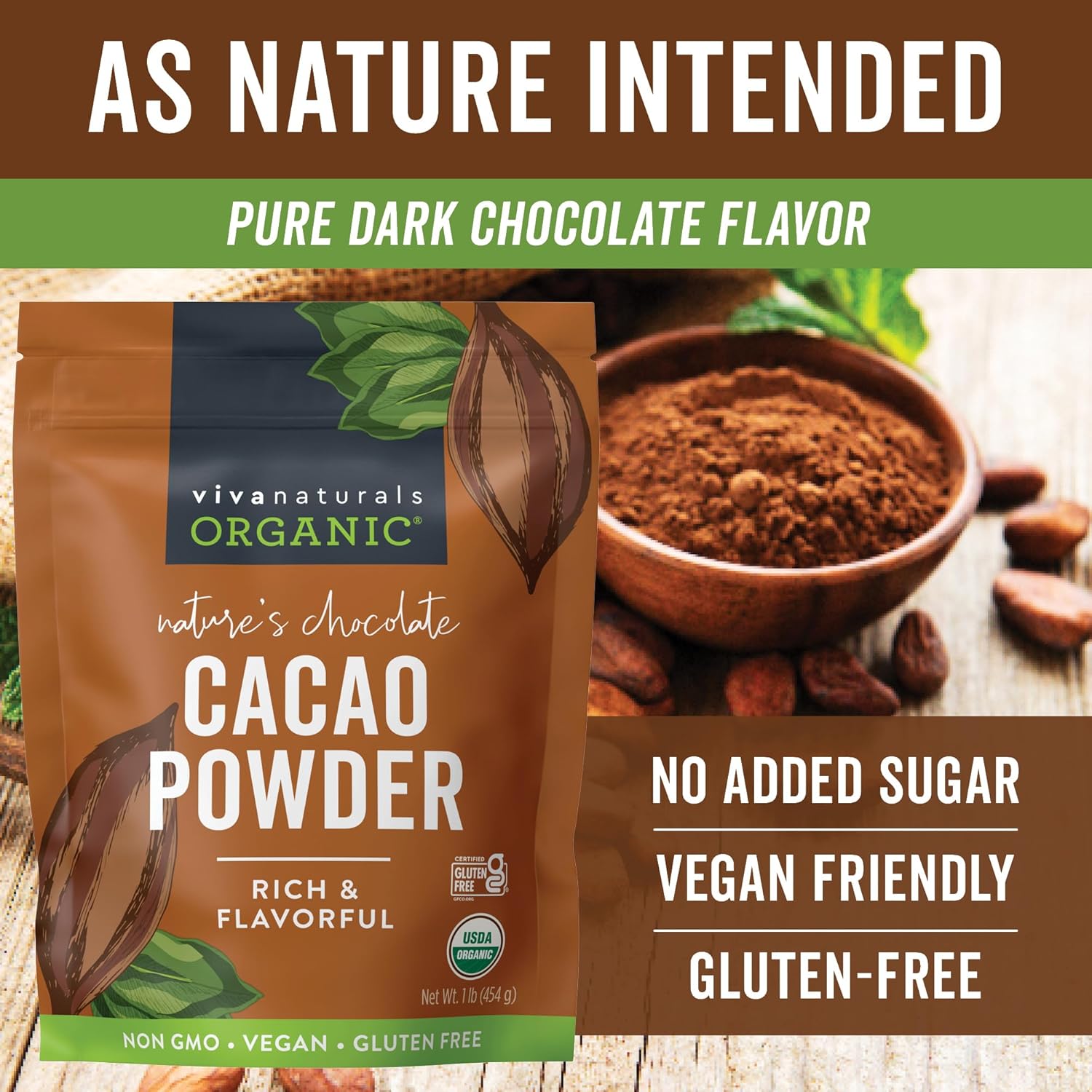 Organic Cacao Powder, Unsweetened, 1 lb (454 g) – Rich Dark Chocolate Flavor, Perfect for Baking, Smoothies & Hot Chocolate – Vegan, Keto, Paleo, Non-GMO & Gluten-Free Cocoa Powder - Image 7