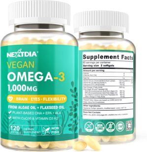 2 Pack Vegan Omega 3 D3 K2 CoQ10 Su...