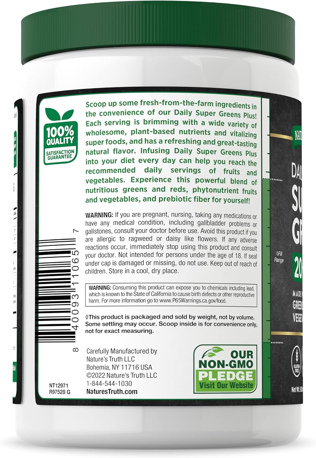Nature's Truth Super Greens Superfood Powder Supplement | Fruit & Vegetables Blend | Juice & Smoothie Mix | 9.88 oz | Vegan, Non-GMO & Gluten Free - Image 7
