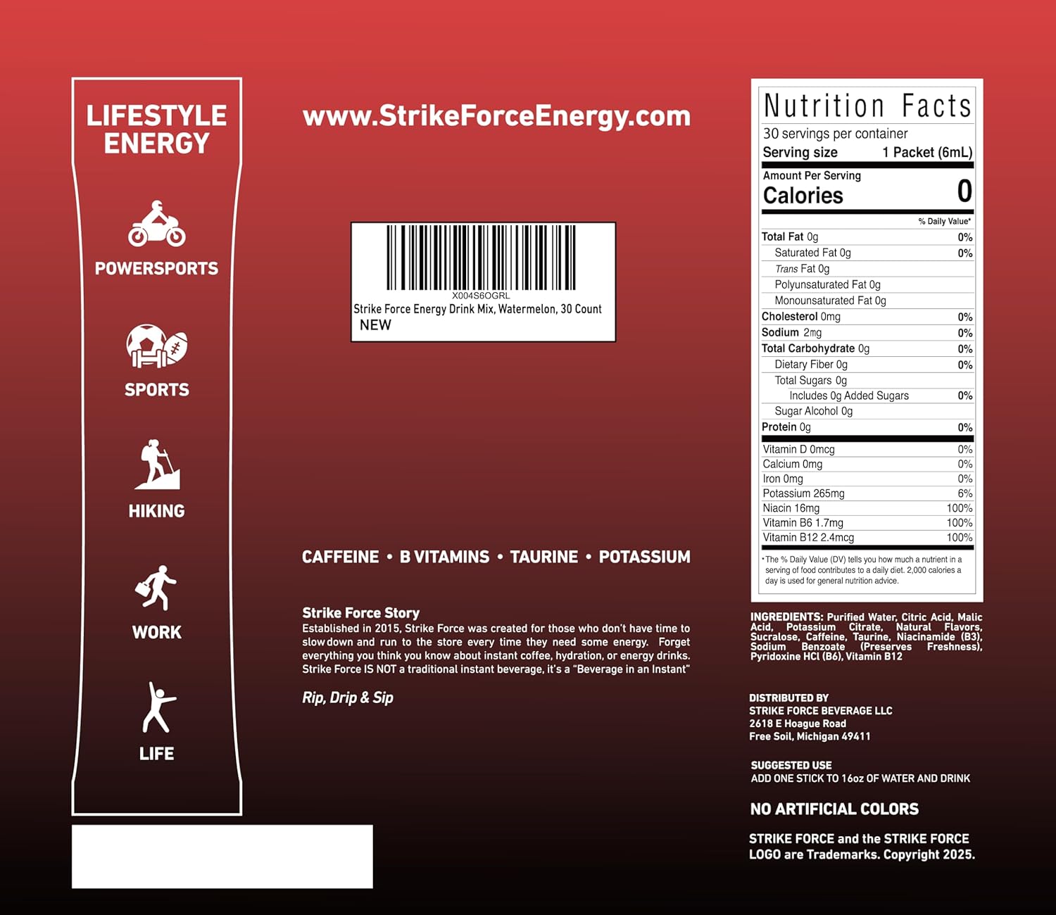 Strike Force Energy Drink Mix - Watermelon Flavor - Natural Tasting Caffeine Drink - Turn Any Drink into a Healthy Energy Drink - Zero Calories, Keto Friendly, Sugar Free, Pre Workout (30 Liquid Packs) - Image 2