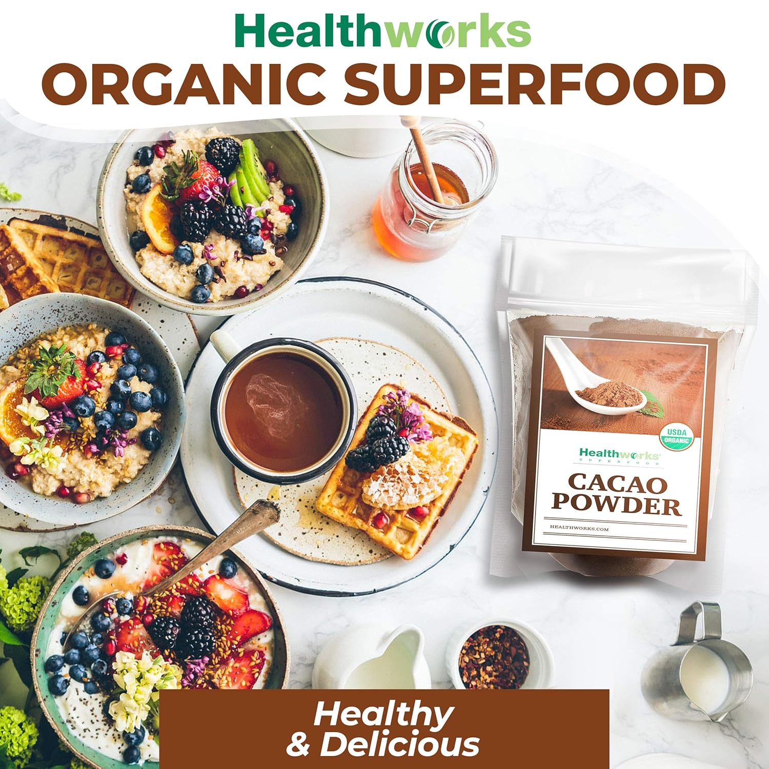 Healthworks Superfoods Organic Cacao Powder - 16 Oz / 1 Lb - Cocoa Chocolate Substitute - Rich Chocolate Flavour - Sugar-Free, Keto, Vegan & Non-GMO - Peruvian Bean/Nut Origin - Antioxidant Superfood - Image 7
