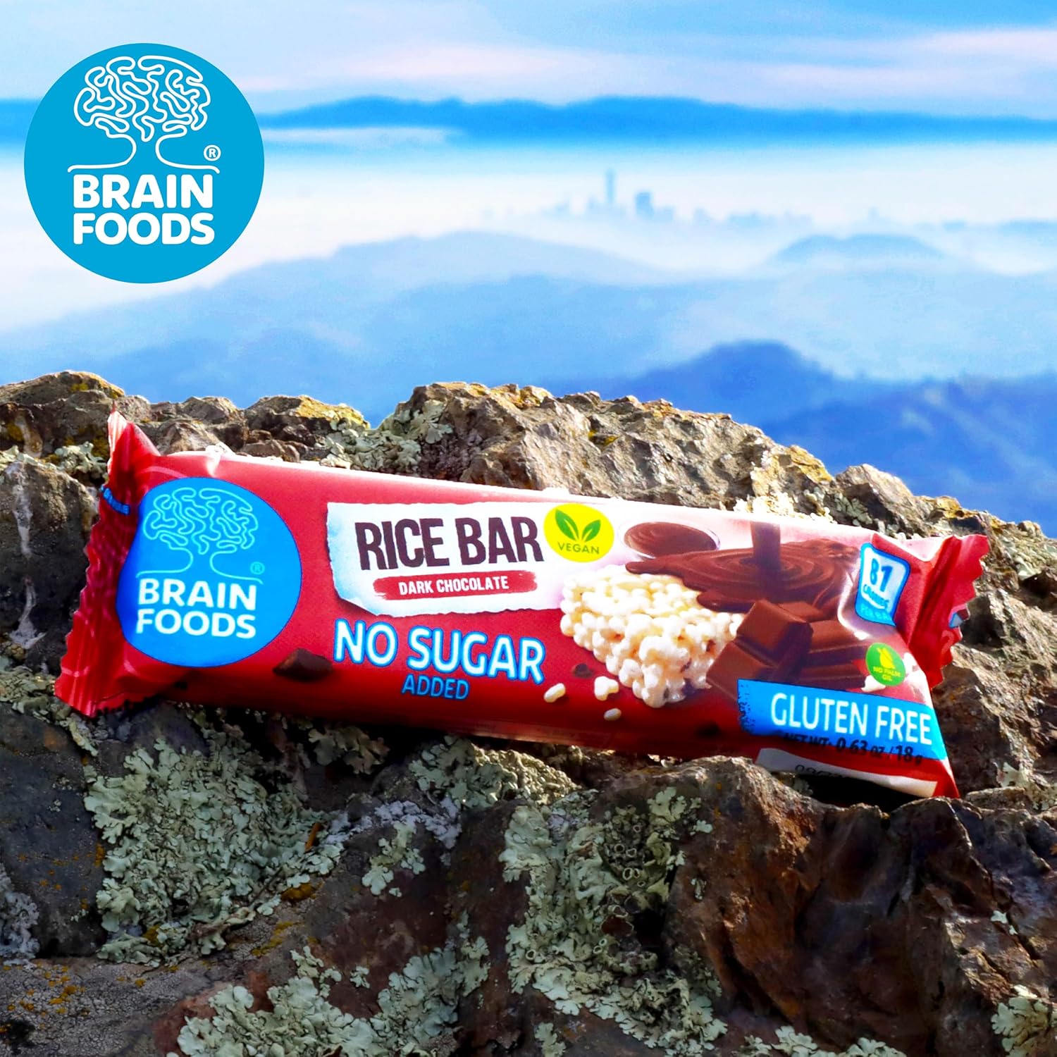 BRAIN FOODS Rice Bar - Gluten Free, Vegan, No Sugar Added, No Palm Oil, .63 oz, 81 Calories, (20 Bars) (Dark Chocolate) - Image 4