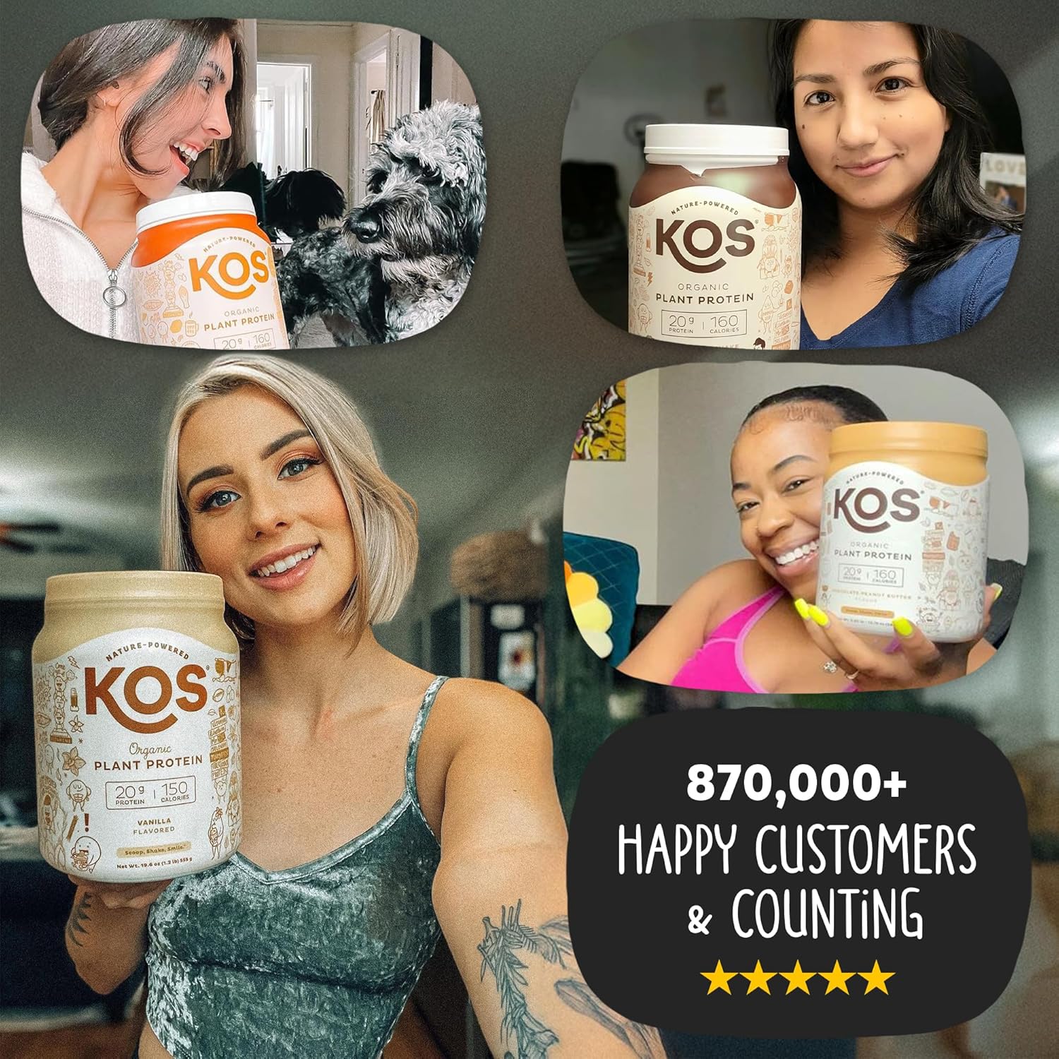 KOS Vegan Protein Powder Erythritol Free, Vanilla USDA Organic - Pea Protein Blend, Plant Based Superfood Rich in Vitamins & Minerals - Keto, Dairy Free - Meal Replacement for Women & Men, 28 Servings - Image 6