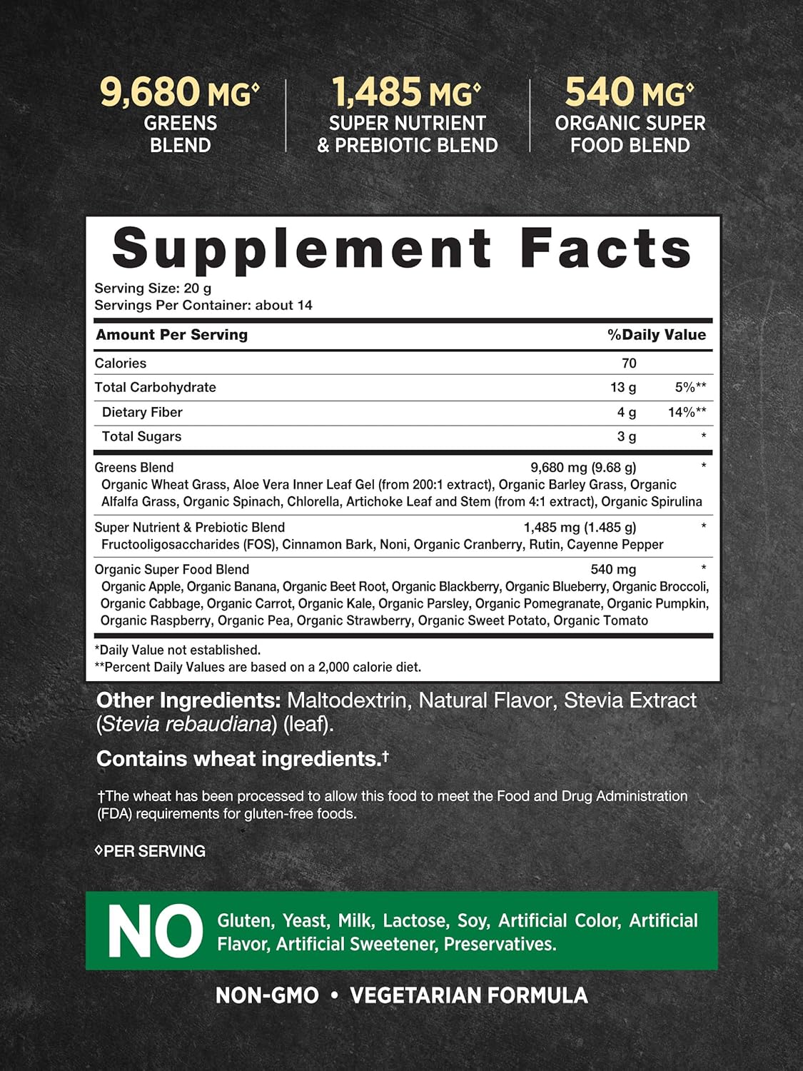 Nature's Truth Super Greens Superfood Powder Supplement | Fruit & Vegetables Blend | Juice & Smoothie Mix | 9.88 oz | Vegan, Non-GMO & Gluten Free - Image 2