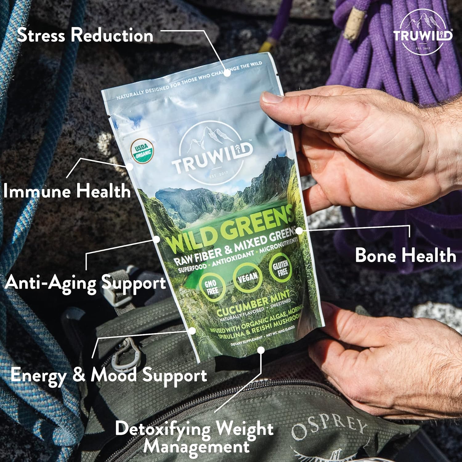 TruWild Greens Superfood Cucumber Powder, with 22+ Greens & Anti-Oxidants, Delicious Green Juice Powder, Natural Immune, Stress, Digestion Support, 30 Servings Per Tub (Cucumber Mint) - Image 8