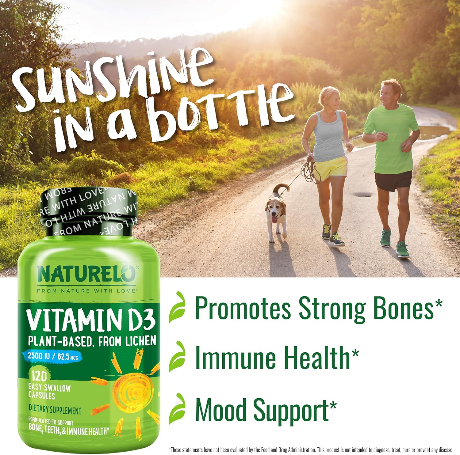 NATURELO Vitamin D - 2500 IU - Plant Based from Lichen - Natural D3 Supplement for Immune System, Bone Support, Joint Health - Vegan - Non-GMO - Gluten Free - 120 Capsules - Image 4