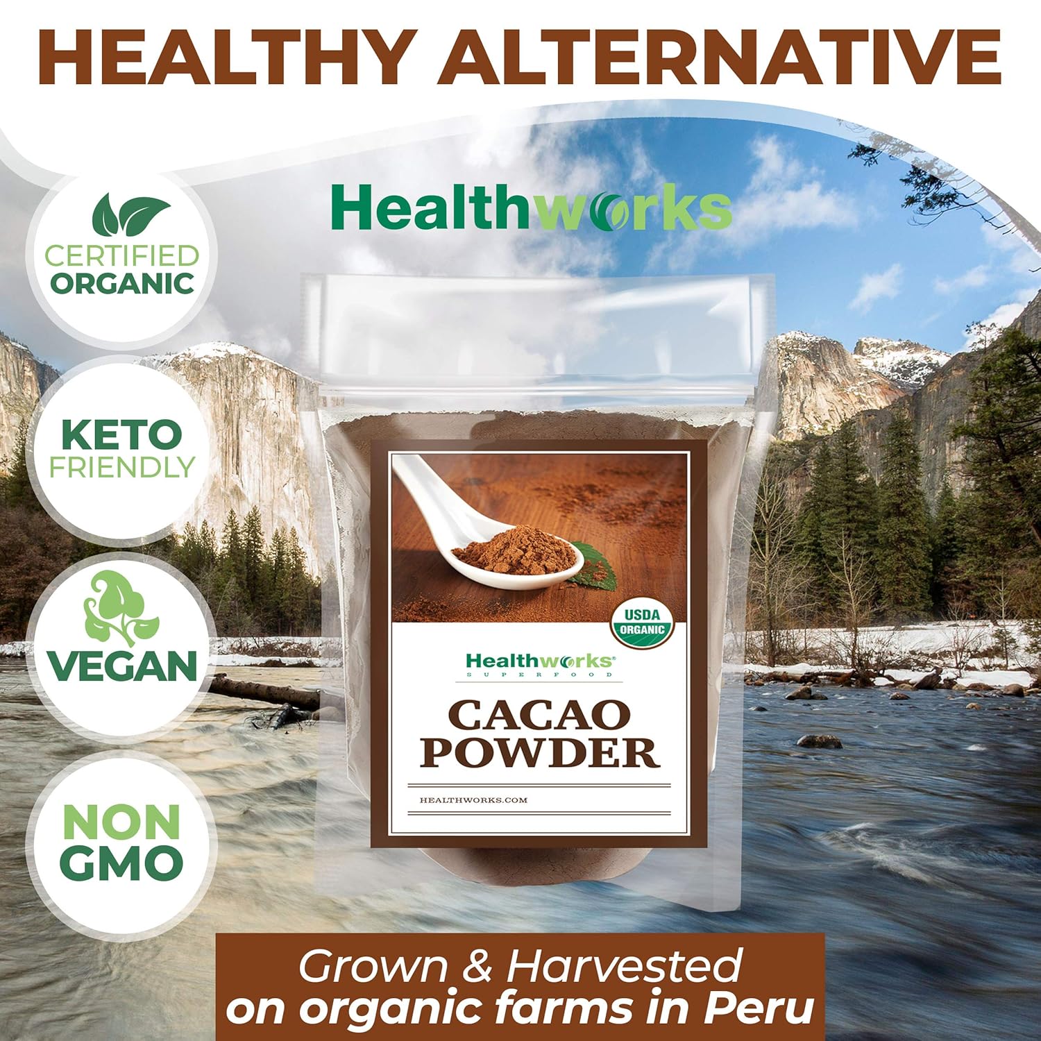 Healthworks Superfoods Organic Cacao Powder - 16 Oz / 1 Lb - Cocoa Chocolate Substitute - Rich Chocolate Flavour - Sugar-Free, Keto, Vegan & Non-GMO - Peruvian Bean/Nut Origin - Antioxidant Superfood - Image 6