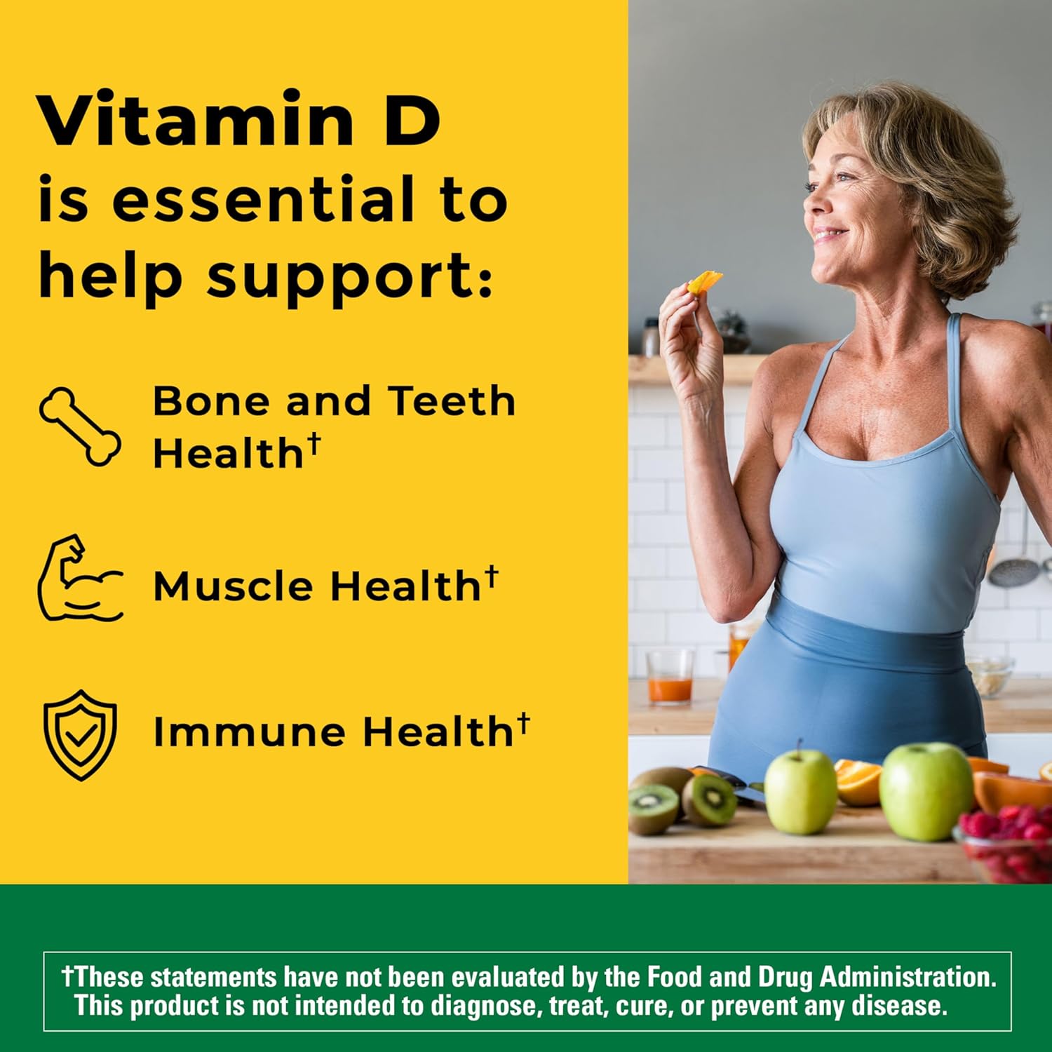 Nature Made Vitamin D3 2000 IU (50 mcg), Vitamin D Supplement for Bone, Teeth, Muscle and Immune Health Support, 250 Softgels, 250 Day Supply - Image 2