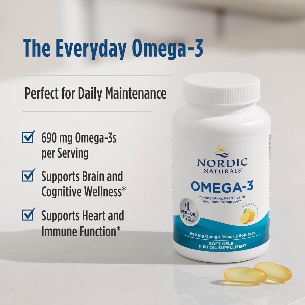 Nordic Naturals Omega-3, Lemon Flavor - 90 Soft Gels - 690 mg Omega-3 - Fish Oil - EPA & DHA - Immune Support, Brain & Heart Health, Optimal Wellness - Non-GMO - 45 Servings - Image 4