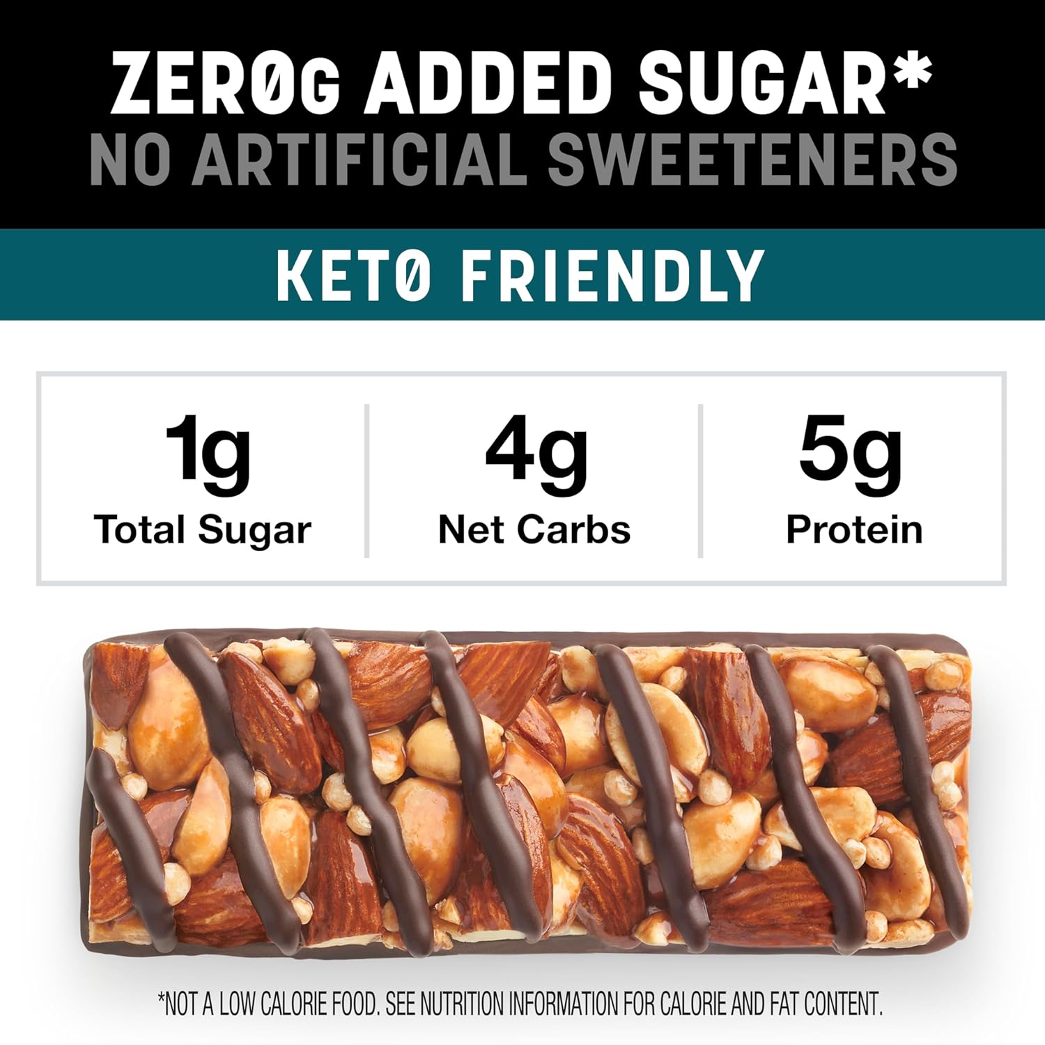 Kind Zero Added Sugar Healthy Snacks Bars, Dark Chocolate Nuts & Sea Salt, Gluten Free, High Fiber, Keto Snacks, 5g Protein, 10 Count - Image 3