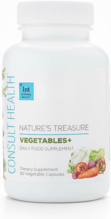 Consult Health Nature's Treasure Mega Vegetables+ Dietary Supplement, Daily Green Superfood, Vegan,100% Plant Based Nutrition, 60 Capsules
