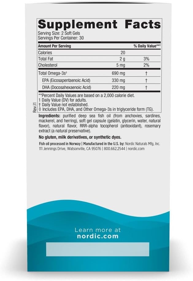Nordic Naturals Omega-3, Lemon Flavor - 60 Soft Gels - 690 mg Omega-3 - Fish Oil - EPA & DHA - Immune Support, Brain & Heart Health, Optimal Wellness - Non-GMO - 30 Servings - Image 2