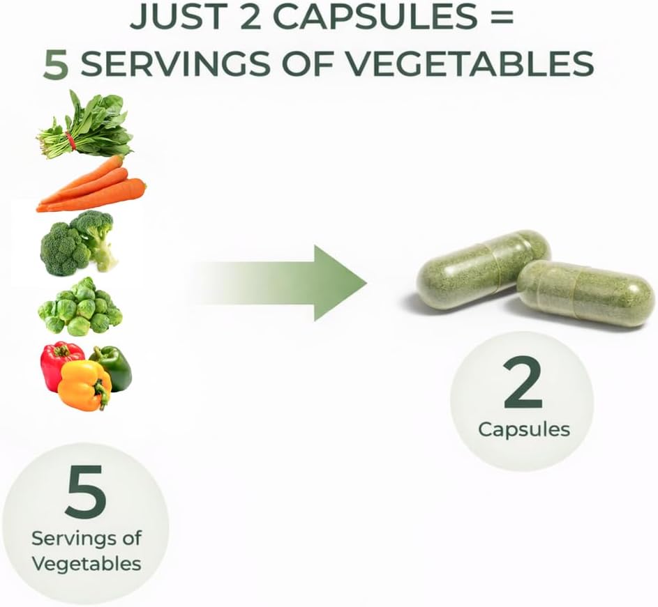 Consult Health Nature's Treasure Mega Vegetables+ Dietary Supplement, Daily Green Superfood, Vegan,100% Plant Based Nutrition, 60 Capsules - Image 3