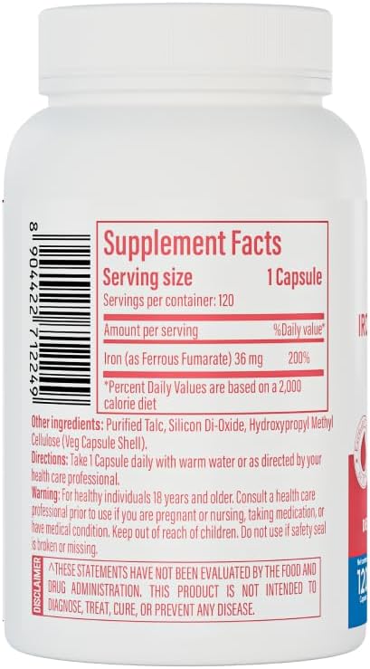 patanjali Nutrela Iron Complex 36mg - Energy & Vitality Support Supplement - Mineral Formula for Men & Women - 120 Vegetarian Capsule - Image 2
