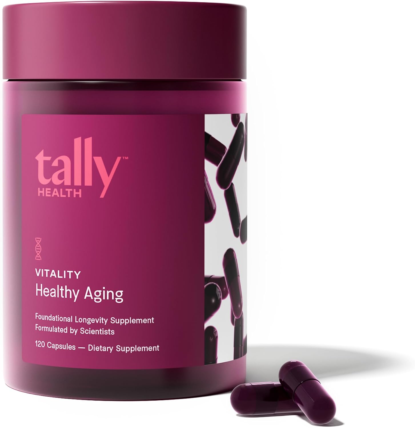 Tally Health Vitality Longevity Formula – Spermidine + Fisetin + Quercetin + Resveratrol + Calcium Alpha-Ketoglutarate | Supports Cellular Renewal, Healthy Aging, Energy & Autophagy | 120 Capsules