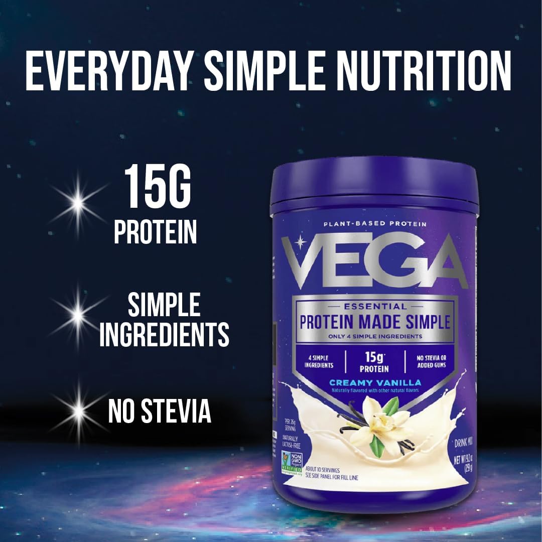 Vega Protein Made Simple Vanilla XL Value Tub (70 Servings) Stevia Free Vegan Protein Powder, Plant Based, Healthy, Gluten Free, Pea Protein for Women and Men, 4.01lbs - Image 2