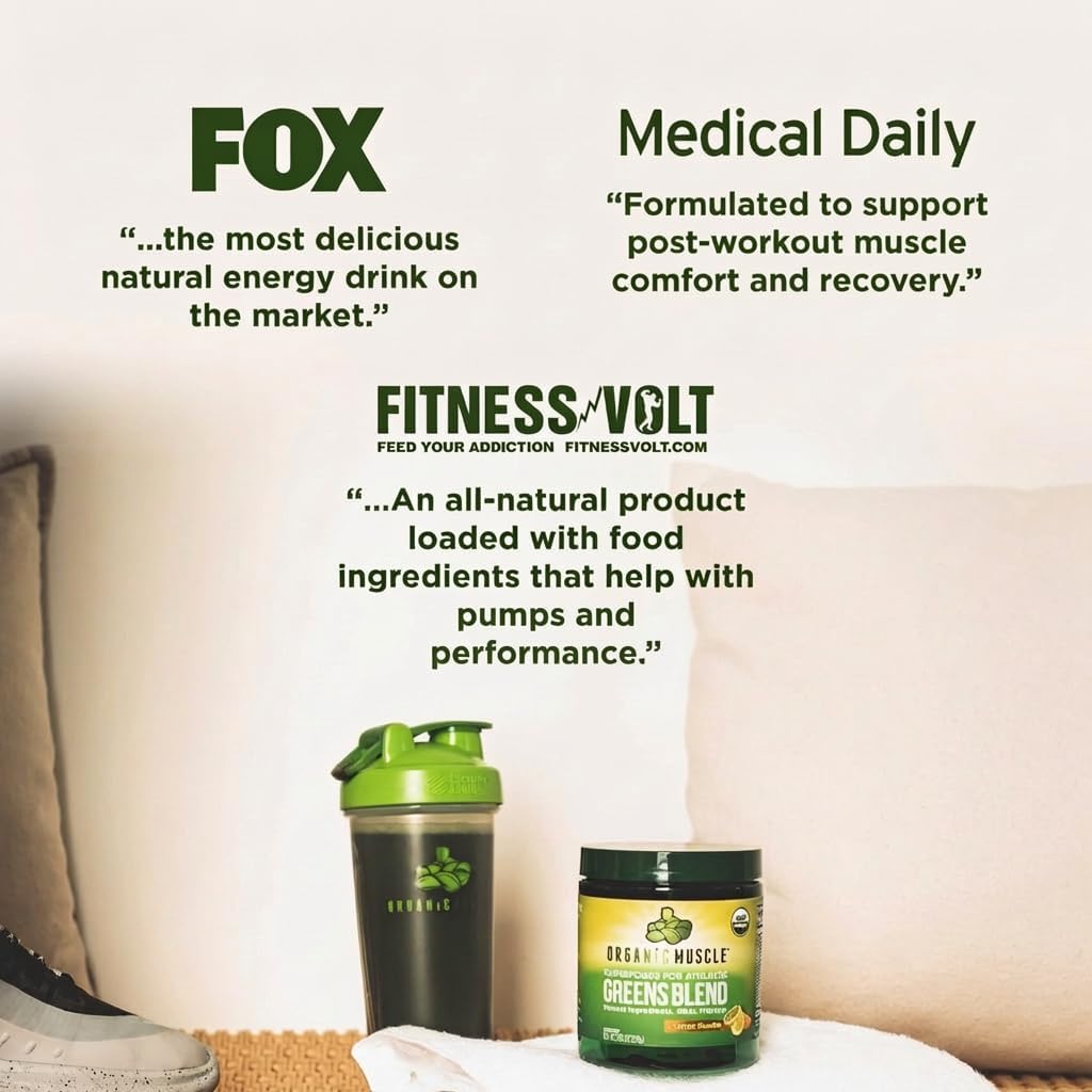 Organic Muscle Super Greens Powder superfood Supplement | USDA Certified Organic with Spirulina, Chlorella, Matcha, Probiotics | Plant Based, Vegan, Keto, Non-GMO | Lemon Flavor, 30 Servings - Image 5