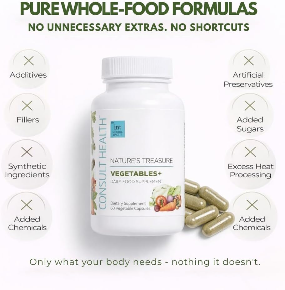 Consult Health Nature's Treasure Mega Vegetables+ Dietary Supplement, Daily Green Superfood, Vegan,100% Plant Based Nutrition, 60 Capsules - Image 5