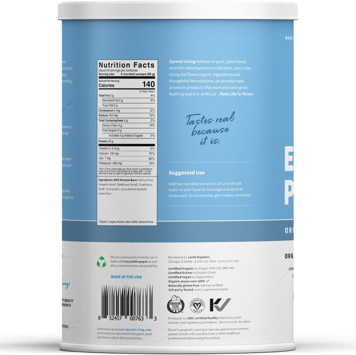 Sprout Living Plant Based Protein & Superfoods Powder, Original, Unflavored | Organic Protein Powder, Vegan, Non Dairy, Non-GMO, Gluten Free, Sugar Free, Perfect Keto Drink Mix (2 lb) - Image 7