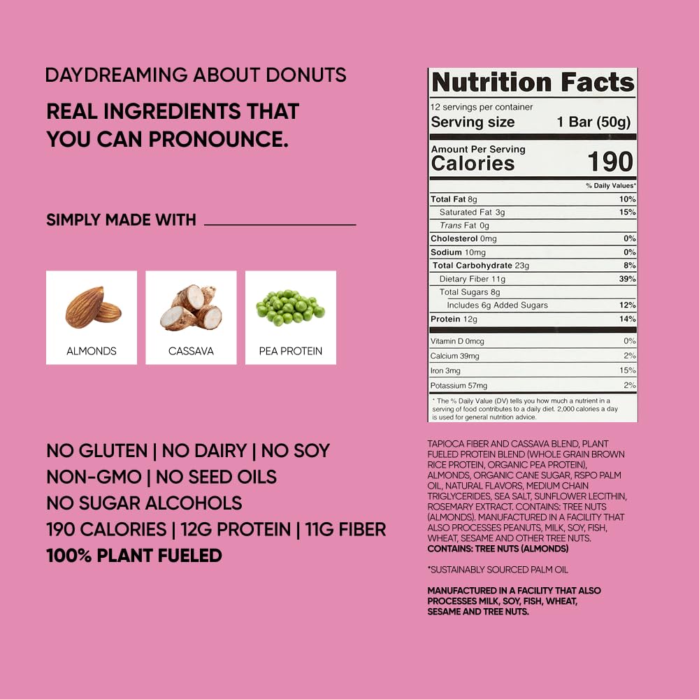 TRUBAR Vegan Protein Bars, Frosted & Fabulous Variety Pack, Donuts, Strawberry Shortcake & Birthday Cake, Gluten Free, Plant Based, High Fiber, Dairy Free, On the Go Healthy Snacks, 12 Count - Image 9