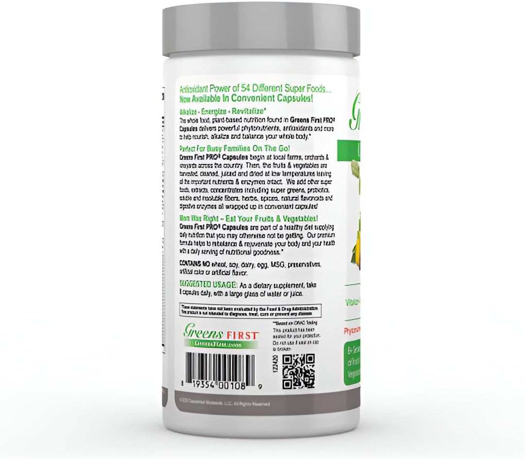 Greens First Phytonutrient Capsules - 49 Antioxidant-Rich Superfoods with Organic Fruits & Veggies, Prebiotics, Probiotics, and Digestive Enzymes - 180 Capsules - Image 5