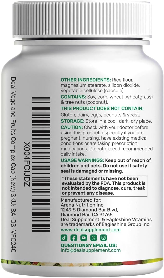 Nature’s Fruits & Veggies Supplement, 240 Veggie Capsules – 80 Whole Food Superfoods for Daily Balance – 40 Fruits with 40 Vegetables and Greens – Non-GMO, Gluten Free - Image 6