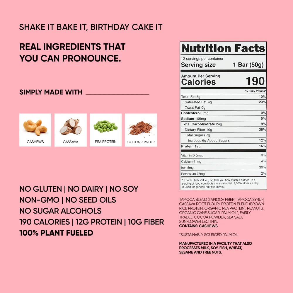 TRUBAR Vegan Protein Bars, Frosted & Fabulous Variety Pack, Donuts, Strawberry Shortcake & Birthday Cake, Gluten Free, Plant Based, High Fiber, Dairy Free, On the Go Healthy Snacks, 12 Count - Image 7