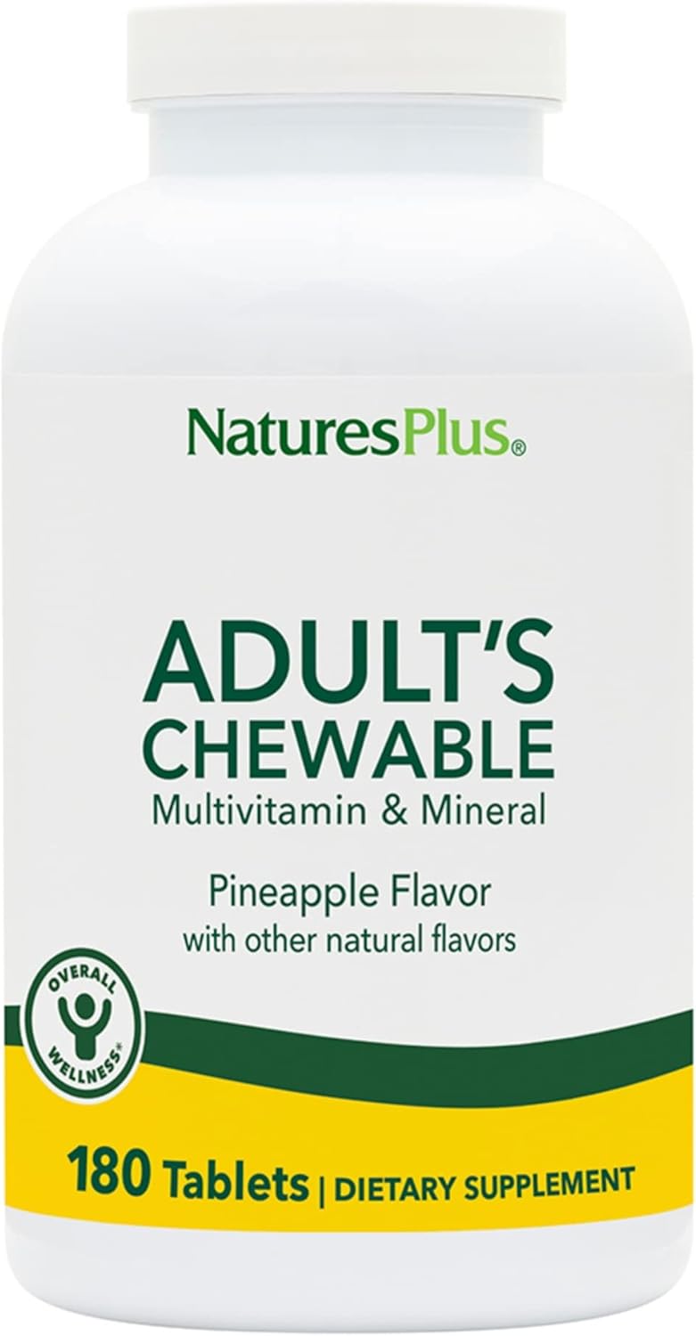 NaturesPlus Adult's Chewable, Pineapple Flavor - 180 Tablets - Multivitamin & Mineral - Vegan, Gluten Free - 180 Servings