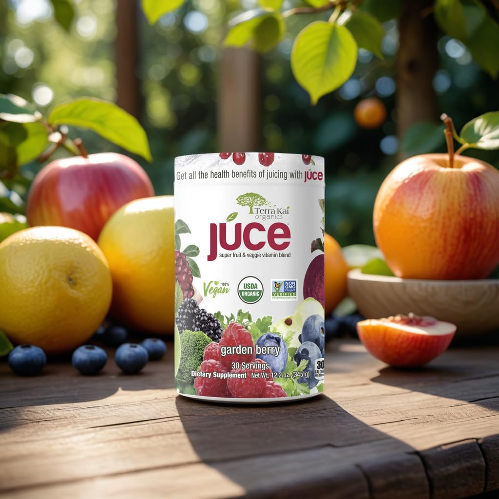Terra-Kai Organics Juce Super Fruit and Veggie Blend Drink, 12.2-Ounce Garden Berry, 30 Servings, Greens Powder, Juce, Green Juice Powder, Super Food, Greens Drink, Juce Terra Kai (Pack 1) bundle with Vallary Spoon. - Image 5