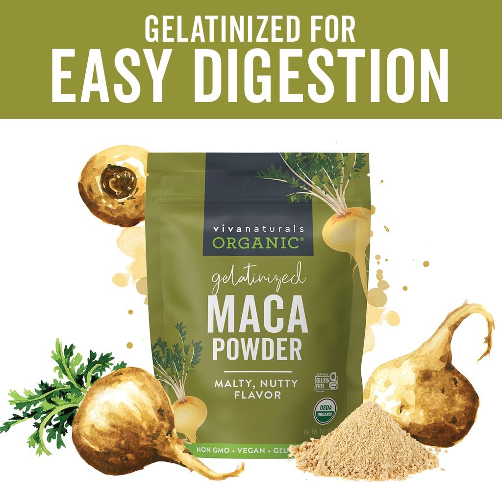 Viva Naturals Organic Maca Powder, Gelatinized, 16 oz (1 lb) – Vegan, USDA Organic, Gluten-Free, Non-GMO Peruvian Superfood in Resealable Bag - Image 4
