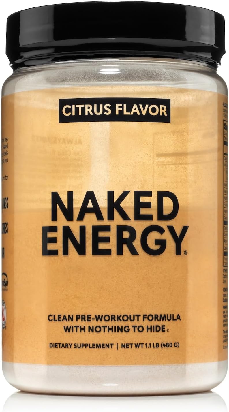 NAKED Citrus Energy - Citrus Flavored Clean Pre Workout Supplement for Men and Women, NSF Certified, Vegan Friendly, No Added Sweeteners, Colors Or Flavors - 30 Servings