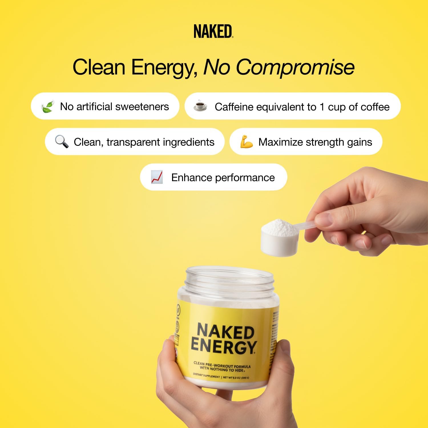 NAKED Citrus Energy - Citrus Flavored Clean Pre Workout Supplement for Men and Women, NSF Certified, Vegan Friendly, No Added Sweeteners, Colors Or Flavors - 30 Servings - Image 5